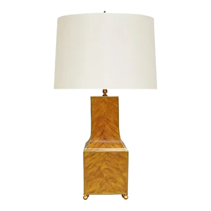 Matthew Izzo Home Renata Handpainted Tortoise Shell Pattern Tole Table Lamp With Cream Silk Shade and Gold Trim