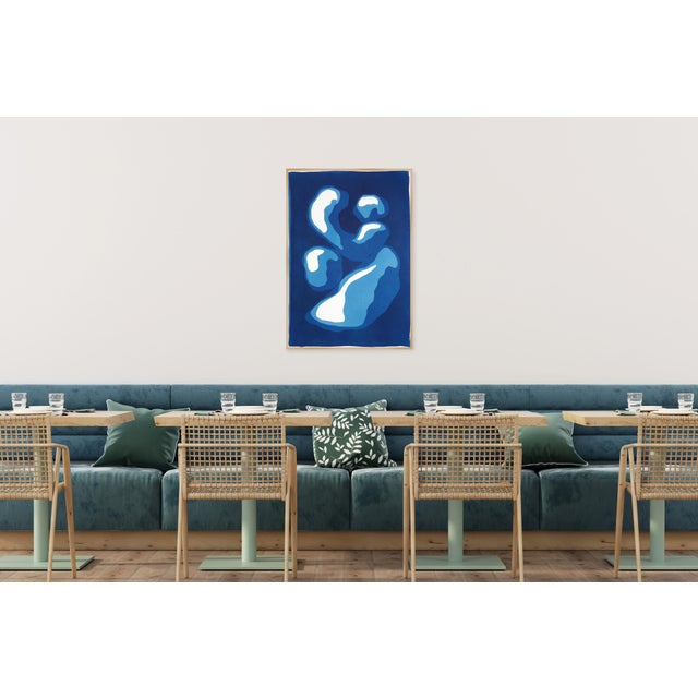 Paper 2026, Handamde MOnotype Cyanotype in Blue Tones, Balance Is Possible, Abstract Geometric For Sale - Image 7 of 8