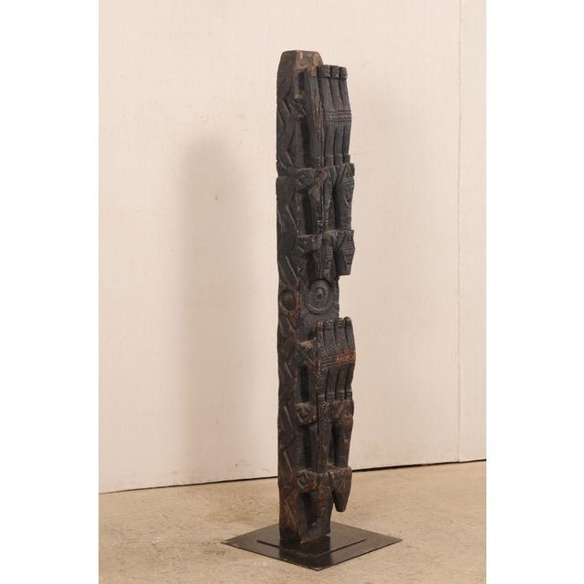 Wood Early 20th Century Central Asian Carved Wood Beam on Stand For Sale - Image 7 of 11