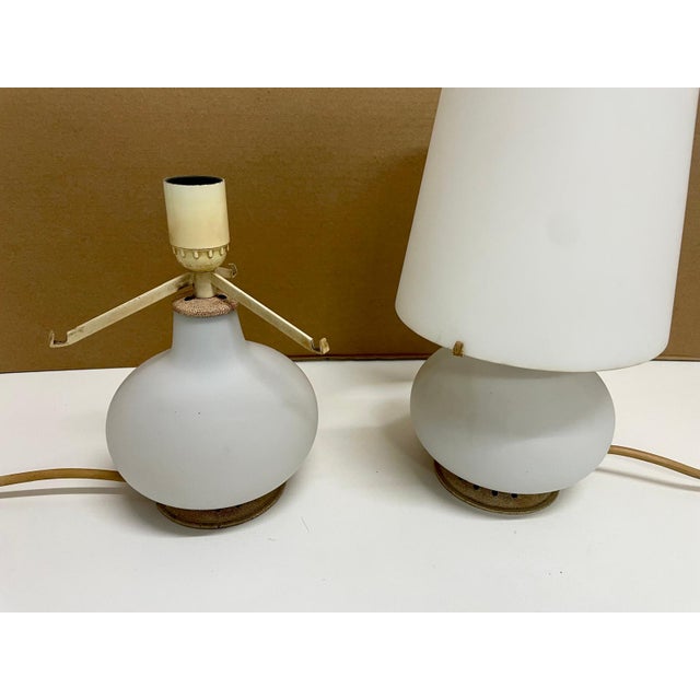 Small Glass Table Lamps by Max Ingrand for Fontana Arte, Italy, 1960s, Set of 2, in Very Good conditions. Designed 1950 to...
