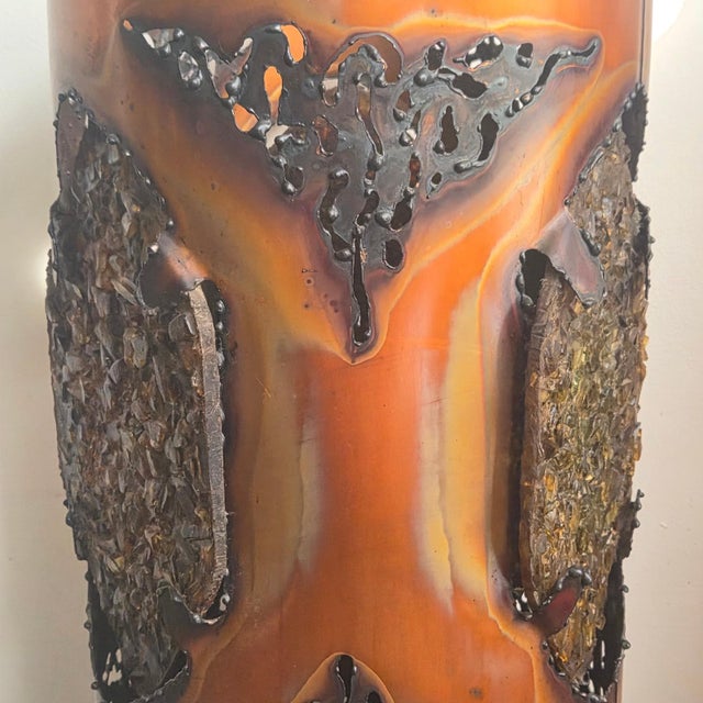 Vintage Brutalist Ceramic Resin and Copper Floor Lamp from Accolay, 1970s For Sale - Image 6 of 16