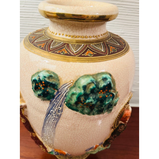 Antique Asian Figural Crackle Glaze Vase With Elephant Motif, Early 1900's For Sale - Image 13 of 13
