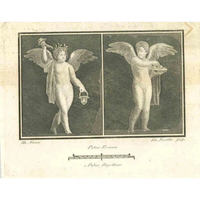 Ancient roman scene from the series "antiquities of herculaneum", is an etching on paper realized by nicola fiorillo in...