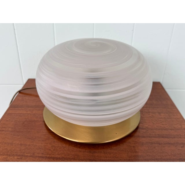 Vintage Italian Table Lamp with Brass Base and Glass Globe, 1970s For Sale - Image 6 of 15
