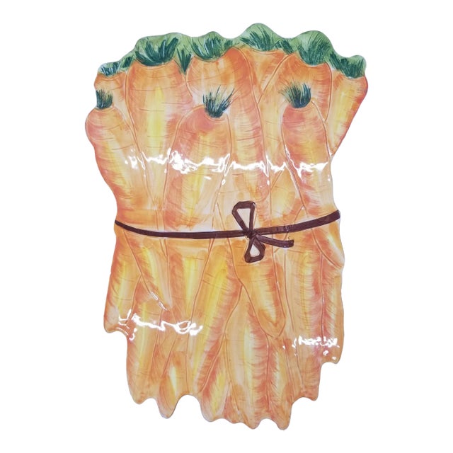 Vintage Italian Ceramic Carrot Plate Trivet For Sale
