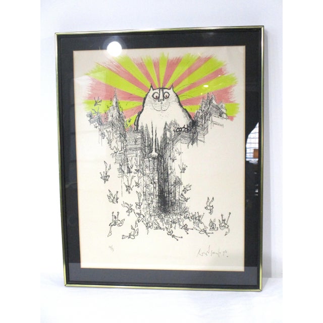Salvador Dalí Ronald Searle Lithograph " Cat God " Pencil Signed Numbered For Sale - Image 4 of 11