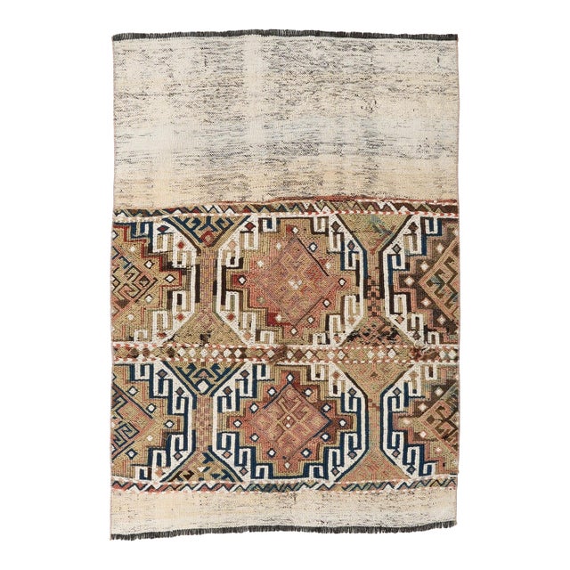 Small Vintage Turkish Kilim Rug - 2`11″ X 4`2″ For Sale