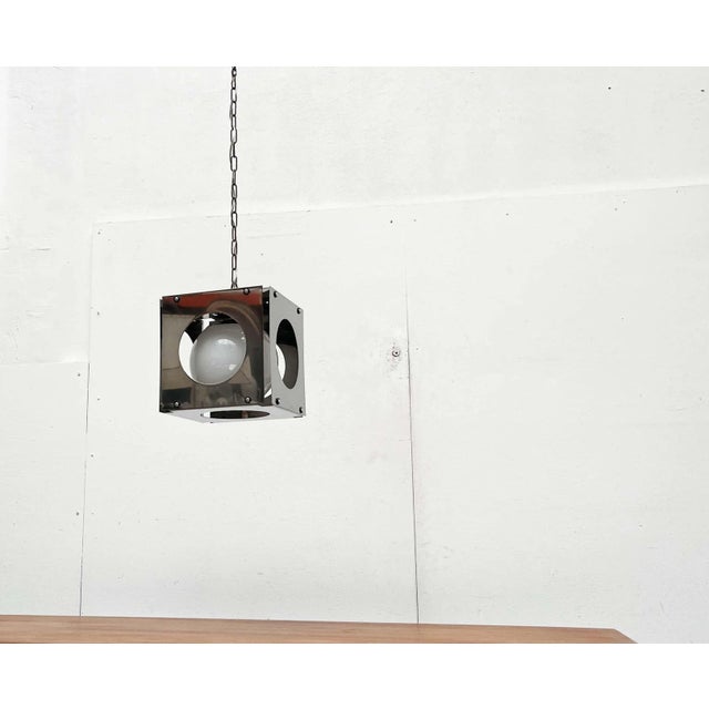 Mid-Century Modern Italian Space Age Cubo Metal and Glass Pendant Lamp from Tronconi, 1960s For Sale - Image 11 of 18