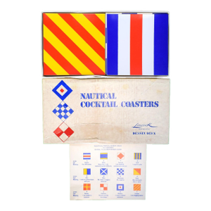 Mid 20th Century Nautical Signal Flag Cocktail Coasters- Set of 12