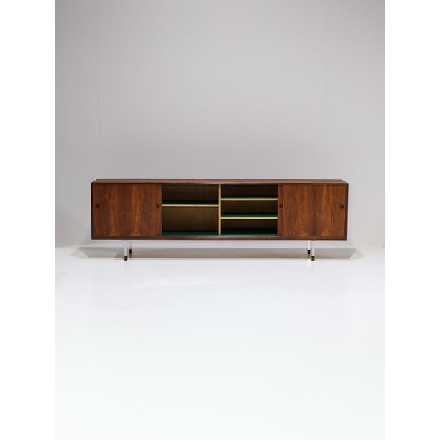 Mid-Century Modern Long Danish Rosewood and Chrome Lowboard, 1960s For Sale - Image 3 of 18