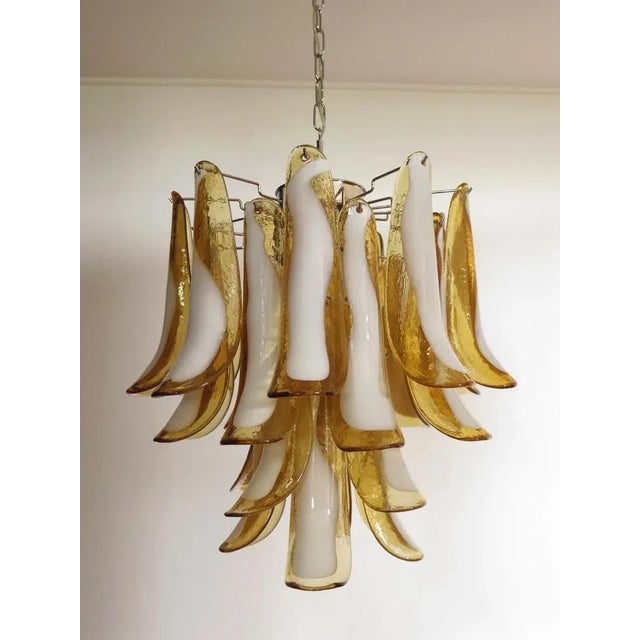 Orange Italian Murano Glass Petal Chandeliers, Set of 2 For Sale - Image 8 of 12