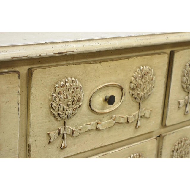 French Country Vintage French Country Provincial Cream Distress Painted Dresser by Roundtree For Sale - Image 3 of 12
