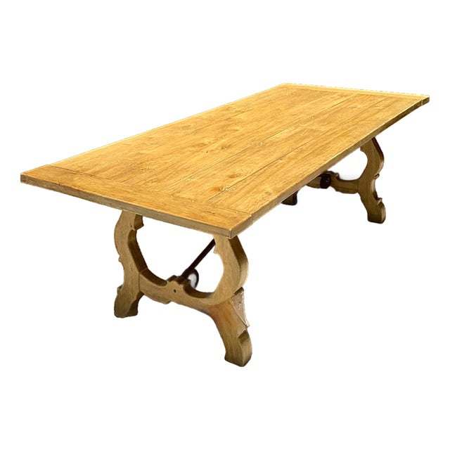 Vintage Wood Lyre Farmhouse Style Table For Sale