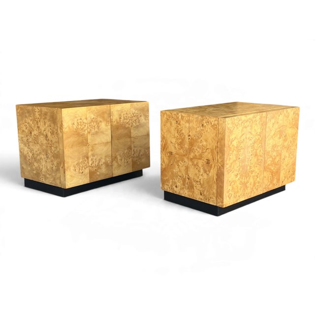 1970s Circa 1970s Burl Wood Nightstands After Milo Baughman – A Pair For Sale - Image 5 of 12