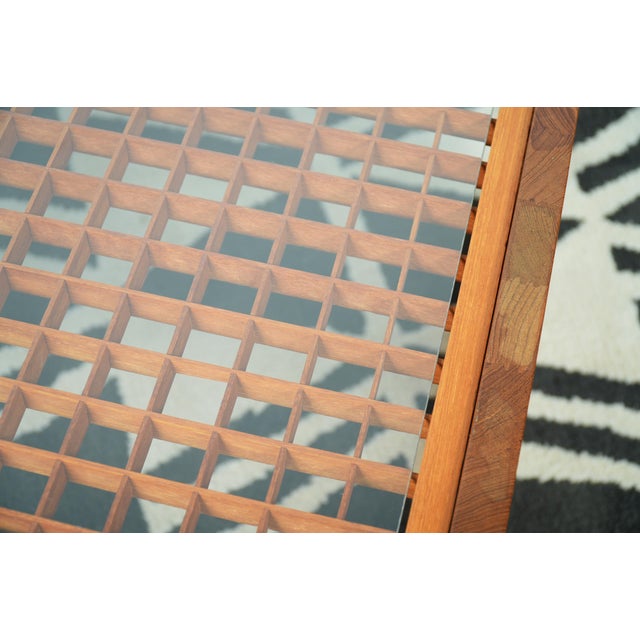 Orange 1970s Danish Solid Teak Grid Coffee Table by Komfort For Sale - Image 8 of 9