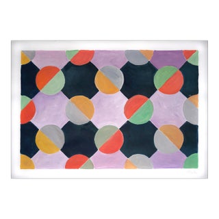 2022, Art Deco Geometric Pattern "New Chess Tiles", Acrylic Painting on Watercolor Paper by Natalia Roman For Sale