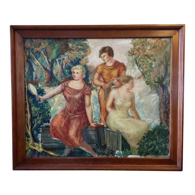 Oil on Canvas Painting of "The Three Graces", 1930s For Sale