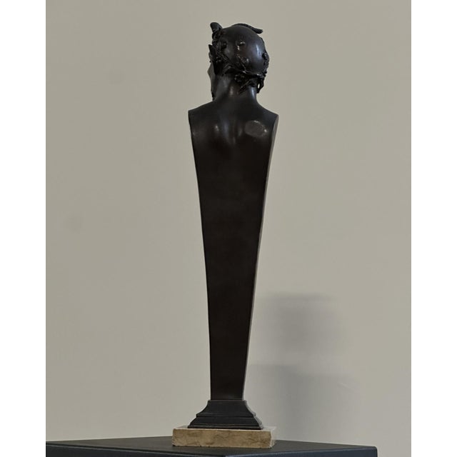 Sculpture Depicting a Satyr, 19th Century, Bronze on Marble Base For Sale - Image 9 of 12