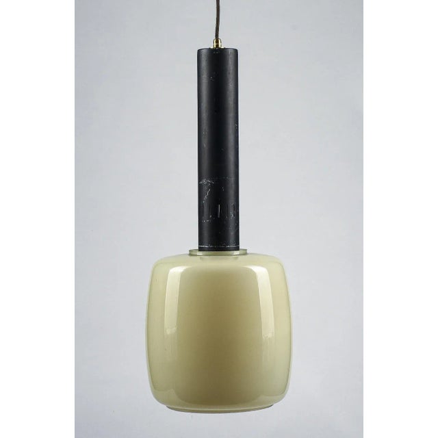 1970s Metal & Beige Opaque Glass Pendant Light, Italy, 1970s For Sale - Image 5 of 9