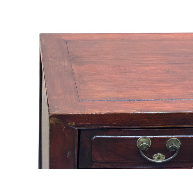 Vintage Chinese Carving Brown Drawers Side Table Credenza Cabinet For Sale - Image 13 of 14