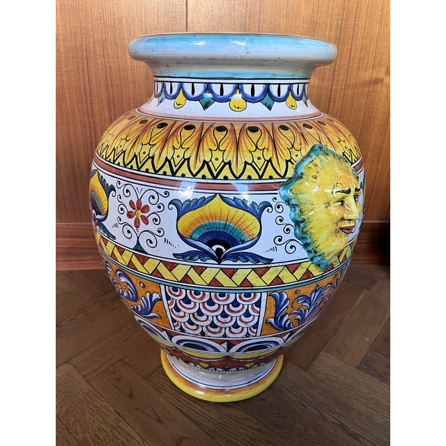 Late 20th Century Deruta Handmade, Hand Painted Vase/Umbrella Stand For Sale - Image 9 of 10