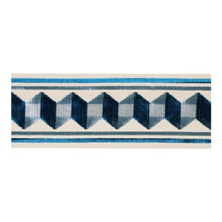 Schumacher x Johnson Hartig Jilly Velvet Tape Trim in Staffordshire Blue For Sale