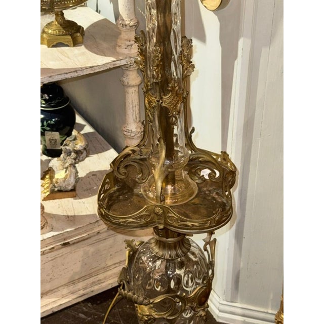Rare 19th C. French Bell Epoch Gilt Bronze Floor Lamp For Sale - Image 4 of 6