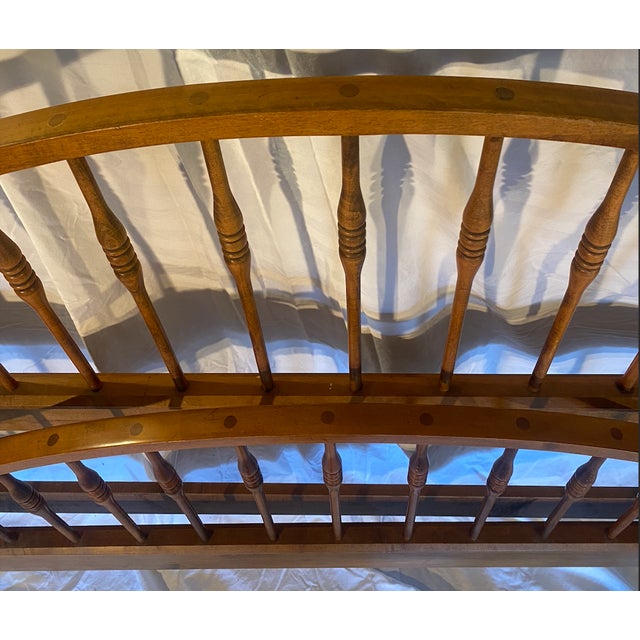 1980s Ethan Allen Maple Queen Windsor/Spindle Headboard and Footboard