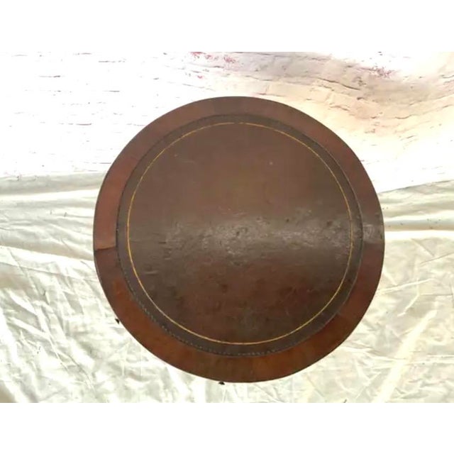 Brown Regency Leather Top Mahogany Drum Table For Sale - Image 8 of 9