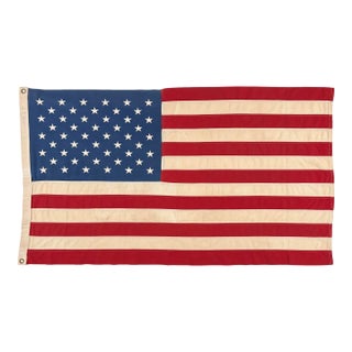 Vintage Cotton American Flag With Embroidered Stars For Sale