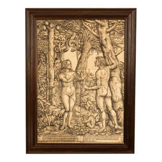 16thCentury German Northern Renaissance Woodcut Print Adam & Eve Baron Von Lanna by Hans Burgkmair the Elder, 1525 For Sale