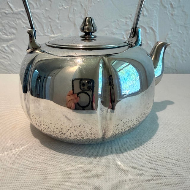 Silver Vintage Chinese Hand Wrought Pure Silver Teapot For Sale - Image 8 of 12