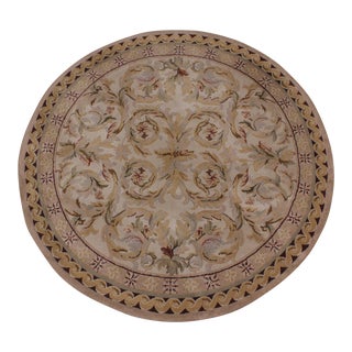 1980s Chinese Oriental Wool Round Sculpted Wool Rug For Sale