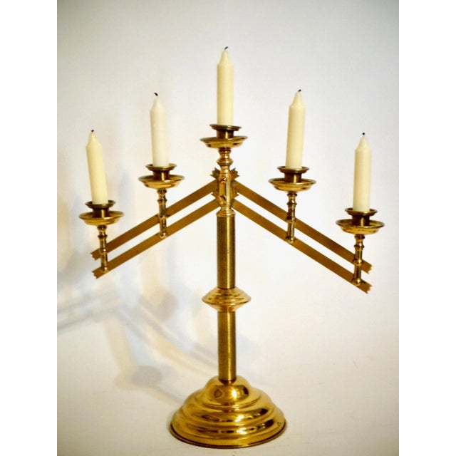 Large Mid 20th Century Articulating Gilt Brass Candelabra For Sale - Image 11 of 12