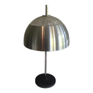 Glass and Black Lacquered metal Table Lamp, Circa 1970 For Sale