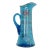 Tall Hand Blown Glass Blue and Hand Painted Flowers Pitcher For Sale