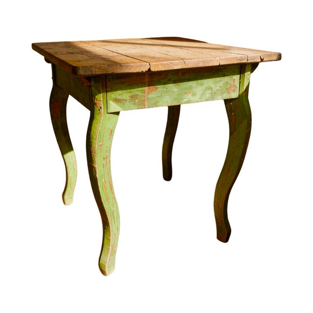 Late 19th Century Antique Rustic Green Swedish Writing Desk Console Table For Sale - Image 5 of 9