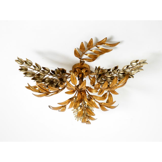 Mid-Century Modern Large Gold-Plated Floral Wisteria Ceiling Lamp by Hans Kögl, 1970s For Sale - Image 3 of 18