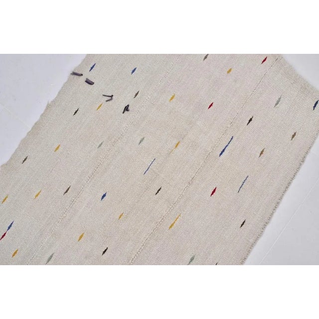 Turkish Neutral Organic Original Hemp Kilim For Sale - Image 5 of 9