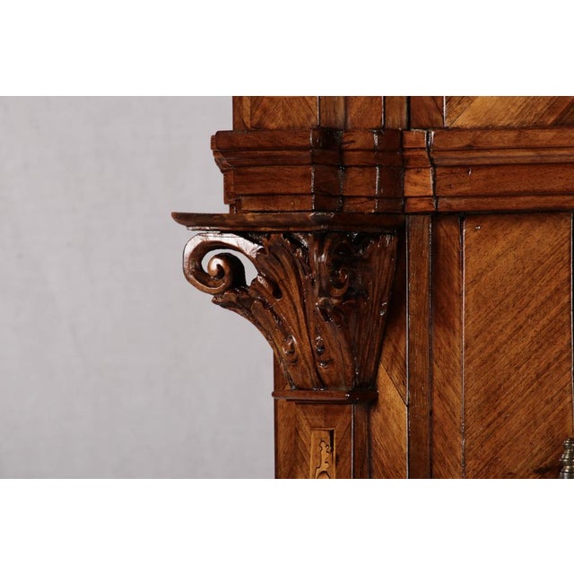 Antique Baroque Walnut Cabinet with Pilasters, Corinthian Capitals and Inlays, Vienna, Austria, 1750s For Sale - Image 9 of 18