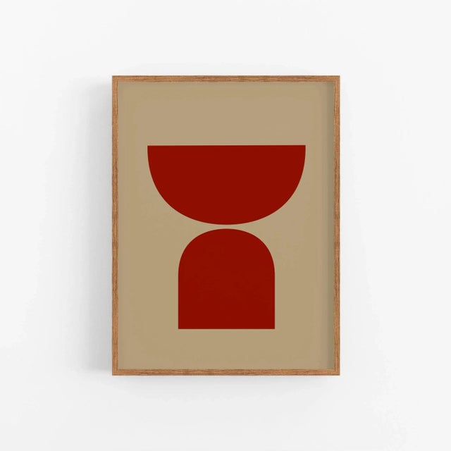 Abstract open edition giclee print. 20"x28" Elegant red geometrical forms on beige background. Printed on matte art paper...