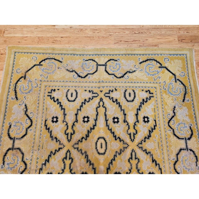 Vintage French Area Rug, Hand-Knotted Wool, Allover Geometric Design, Tan & Black, 6x9 For Sale - Image 12 of 17