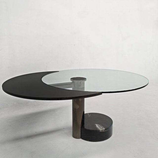 Extendable Round Glass Table Moon attributed to Mario Mazzer for Zanette, 1980s For Sale - Image 10 of 18