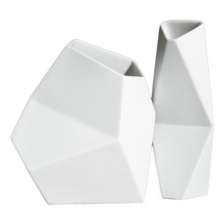 Surface Bisque Porcelain Vases by Achim Haigis for Rosenthal, 2007, Set of 2 For Sale