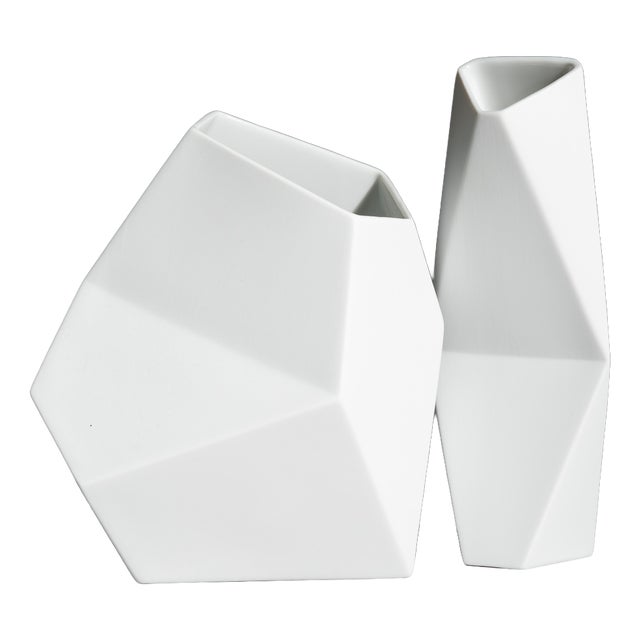 Surface Bisque Porcelain Vases by Achim Haigis for Rosenthal, 2007, Set of 2 For Sale