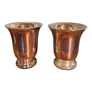 Pair Large Antique Mercury Glass Vases Cache Pots