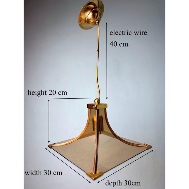 Vintage Italian Pair of Smoked Crystal and Brass Italian Chandeliers For Sale - Image 18 of 18