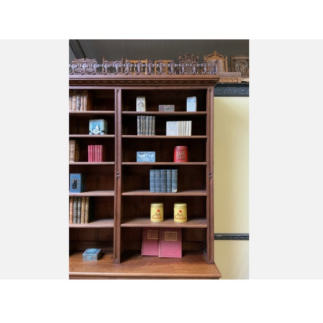 Antique Neo-Gothic Bookcase in Oak, 1880 For Sale - Image 10 of 13