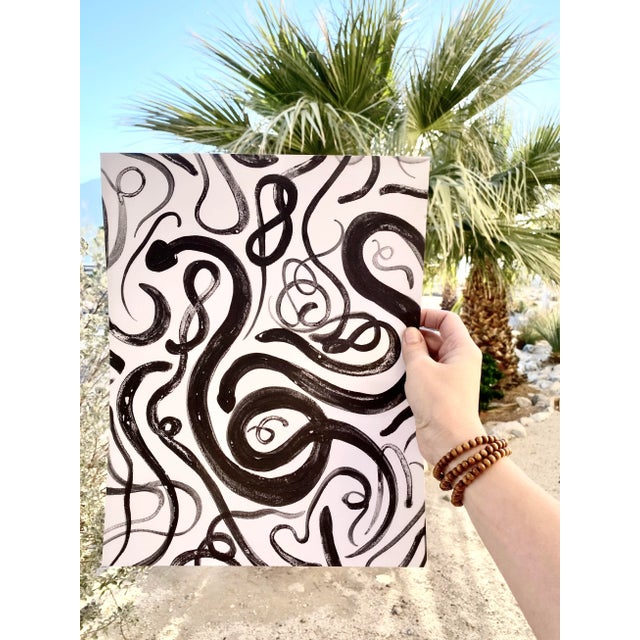 Black Chic Snake PRINT / Hannah McPherson HM Python Ball Boa bold black white art artwork This is a print made from my...