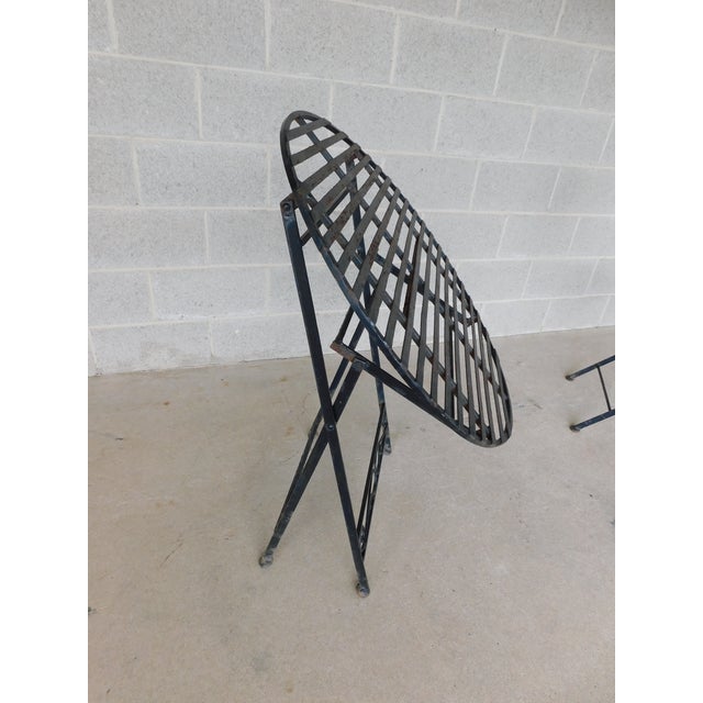 Vintage French Style Wrought Iron Outdoor Dining Bistro 3 Piece Set "B" For Sale - Image 10 of 15